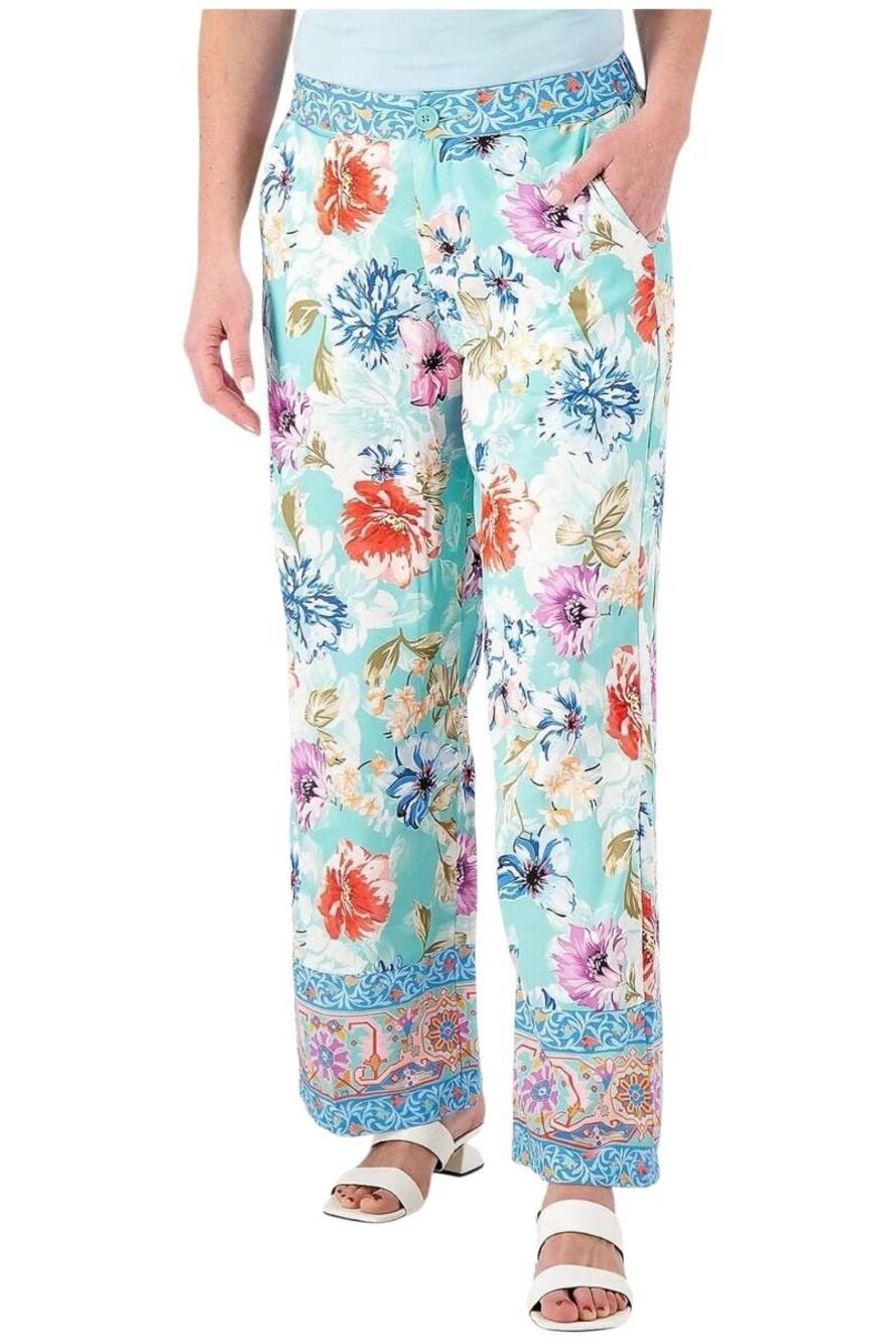 Tolani $198 Floral Print Straight Leg Pants Elastic Waist Pockets Women’s 3X NEW - Picture 6 of 13
